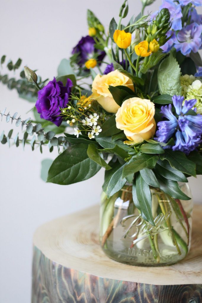 Flower Shop West Kelowna | Passionate Blooms Floral Design | mason jar flowers blue